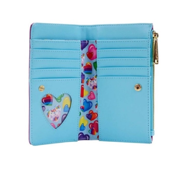 Loungefly Lisa Frank Unicorn Reflection Dolphin Rainbow Hearts Flap Wallet - Picture 4 of 8